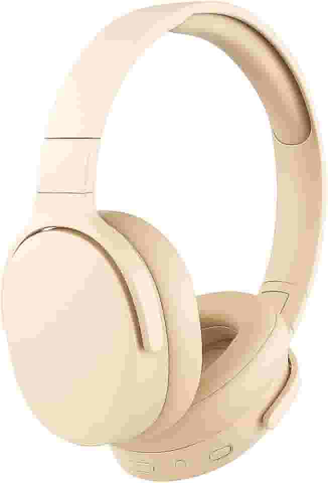 Fone de Ouvido Bluetooth 5.3 Headphone On-ear Sem Fio Fone Para Academia e Corridas, com Cancelamento de Ruído Dobrável com microfone Integrado PREMIUM (Bege)