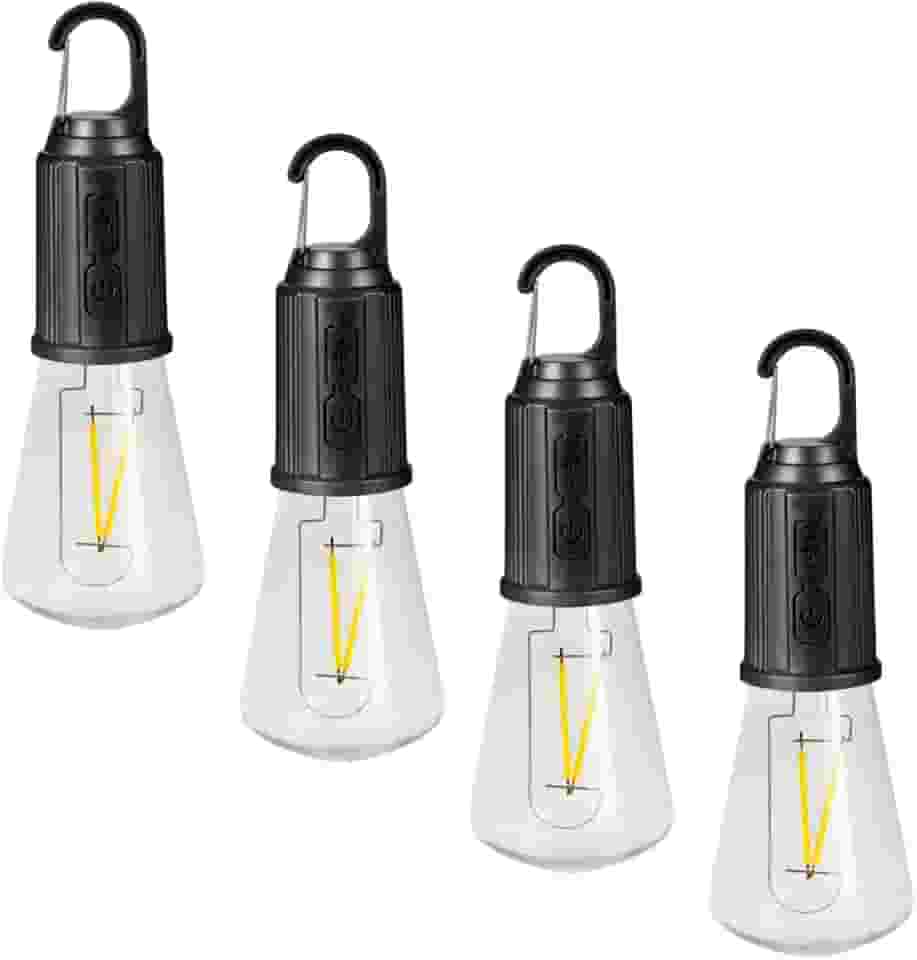 Kit 4 Lâmpadas LED Recarregáveis para Acampamento e Pesca, Longa Duração