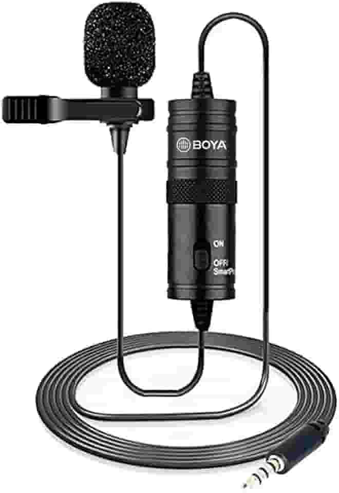 Microfone de lapela de 4,8 m para Canon iPhone Podcast, microfone condensador omnidirecional BOYA para Nikon Sony iPhone 8 8 plus 7 6 6s Plus DSLR Filmadora Áudio Gravador Vídeo de