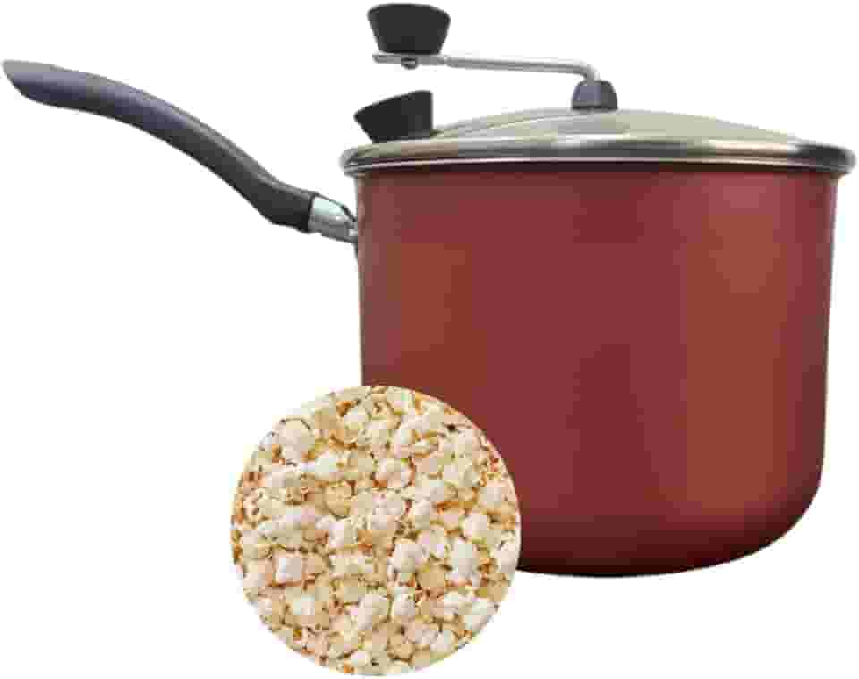 Panela Pipoqueira Antiaderente 4,3 Litros Tampa de Vidro Alumínio 20 cm Vermelho Cereja