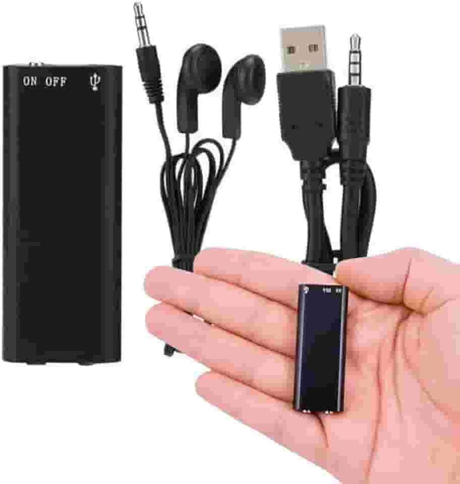 Mini Gravador Voz Espião Digital e MP3 player Super Pequeno - 8GB com 96 horas de gravação, 20 horas de bateria - Discreto Tipo Pendrive para Reuniões, Aulas, Entrevistas e Monitoramento