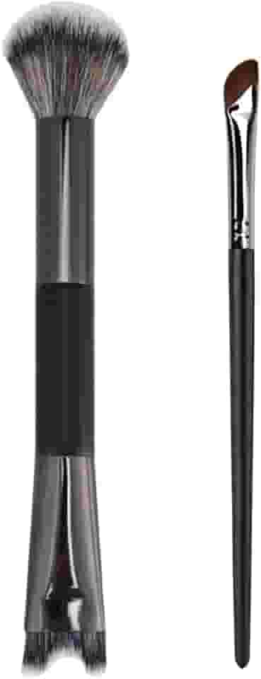 Conjunto de pincéis de contorno de 2 peças, pincéis de contorno de nariz de ponta dupla com formato de U e fofo, além de pincéis pequenos angulares para contornos de nariz e maquiagem