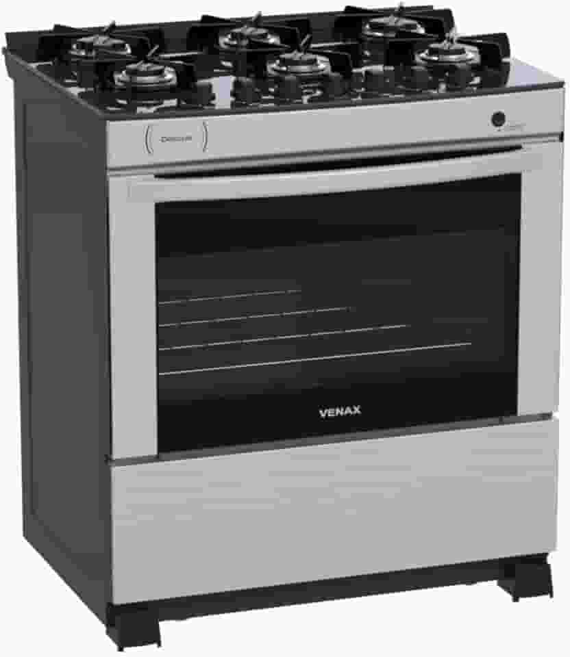 Fogao 6 Bocas Venax Delplus Vitreo Bl Inox Gas Glp