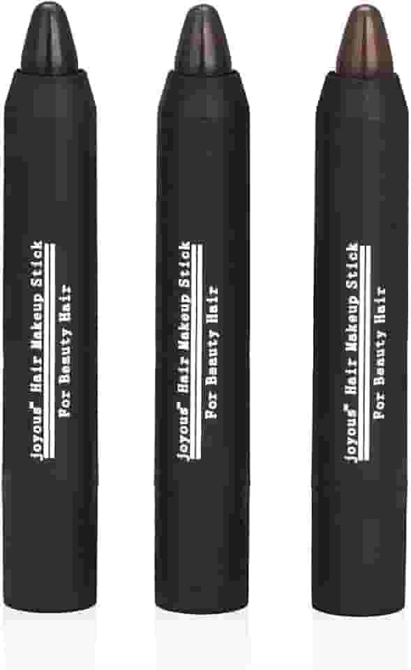 Joyous Canetas de giz de cabelo profissional para coloração temporária de cabelo, cor de cabelo não tóxica, capa de lápis de cor de cabelo branco (preto marrom escuro-café), pacote com 3
