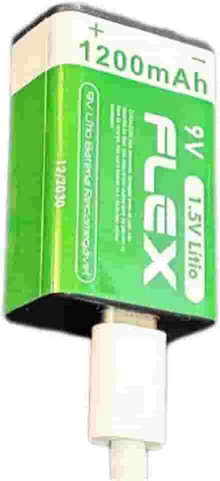 Bateria 9v Recarregavel de Litio via Cabo USB-C com Led indicador de carga 1200mAh de Potência