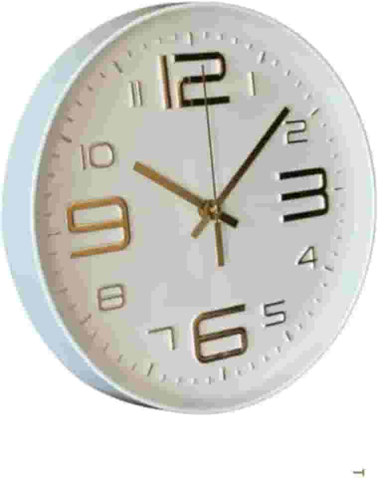 Relógio de Parede Minimalista Moderno Cozinha Quarto Sala Escritório 25cm x 4cm Decoração de Parede Organização Enfeites Utilidades Domésticas (BRANCO E DOURADO)