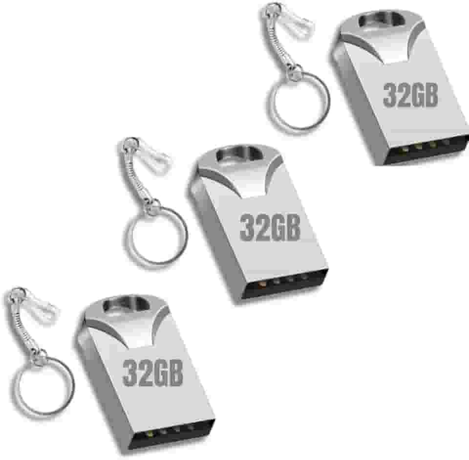 kit Com 3 Mini Pen drive de 32gb Com Chaveiro Para Musicas, Fotos Videos
