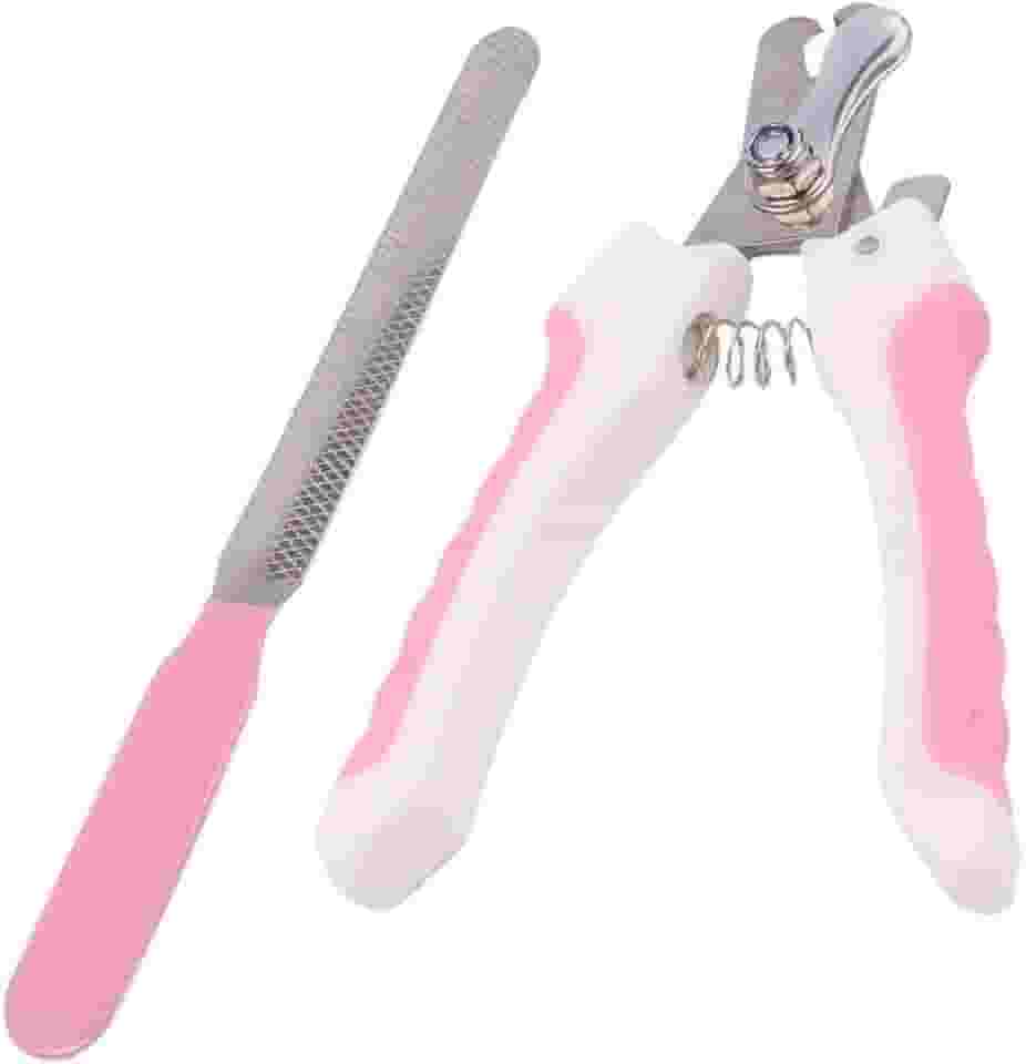 Cortador De Unhas Pet Kit Alicate e Lixa Para Cães e Gatos (Branco e rosa)