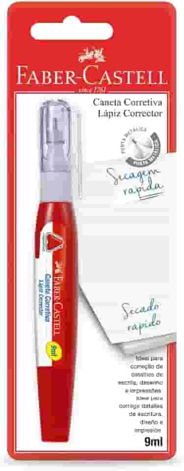 Caneta Corretiva, Corretivo Líquido, Faber-Castell, 9ml, Cartela 1 Caneta