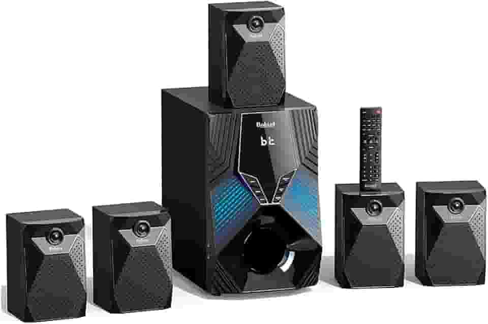 Sistema de Home Theater Bobtot B79 5.1 Canais com Subwoofer de 8 Polegadas, 1000W de Potência, Bluetooth 5.3, Entradas HDMI ARC, Óptica, USB e Função Karaokê, Som Surround para Smart TV e Games