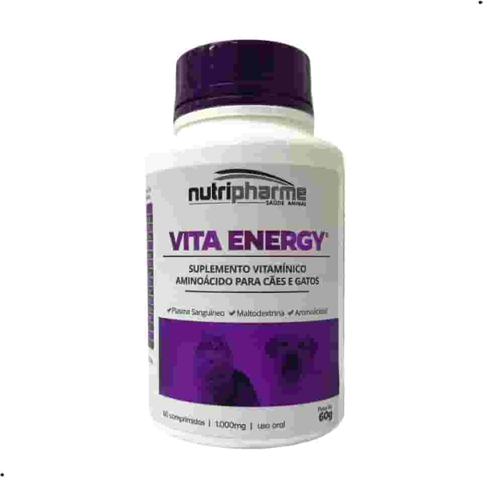 NUTRIPHARME Suplemento Vitamínico Aminoácido Vita Energy 1000 Mg Para Cães E Gatos - 60 Comprimidos - Nutripharme