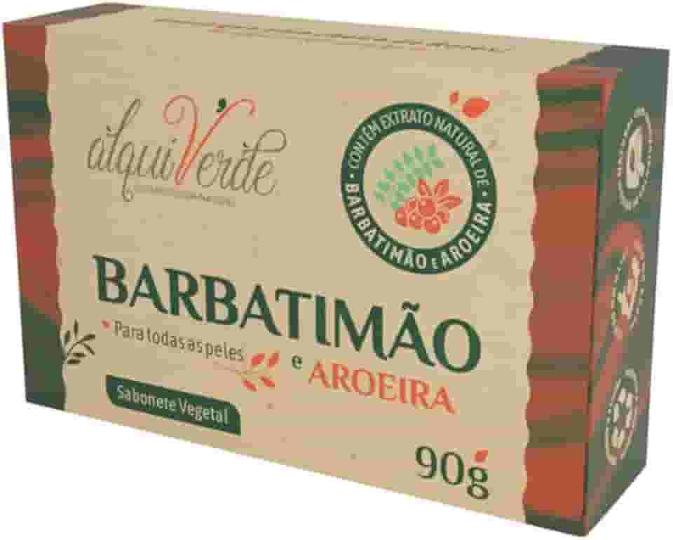Kit 3 Unidades Sabonete Vegetal Alquiverde de Barbatimão com Aroeira 90g Cada - Natural Cicatrizante Antisséptico Limpeza Profunda Hidratante para Pele Rosto Corpo