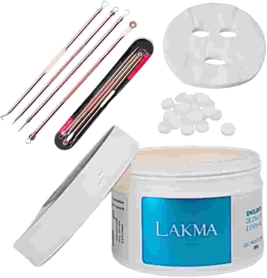 Kit Profissional para Extração de Cravos e Comedões, Emoliente 250g, 4 Curetas, 12 Máscaras Faciais