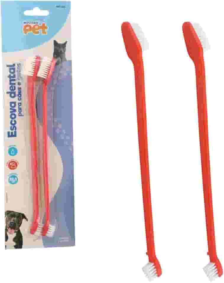 Escova De Dente Cachorro Pet Para Cães E Gatos Com 2 Peças