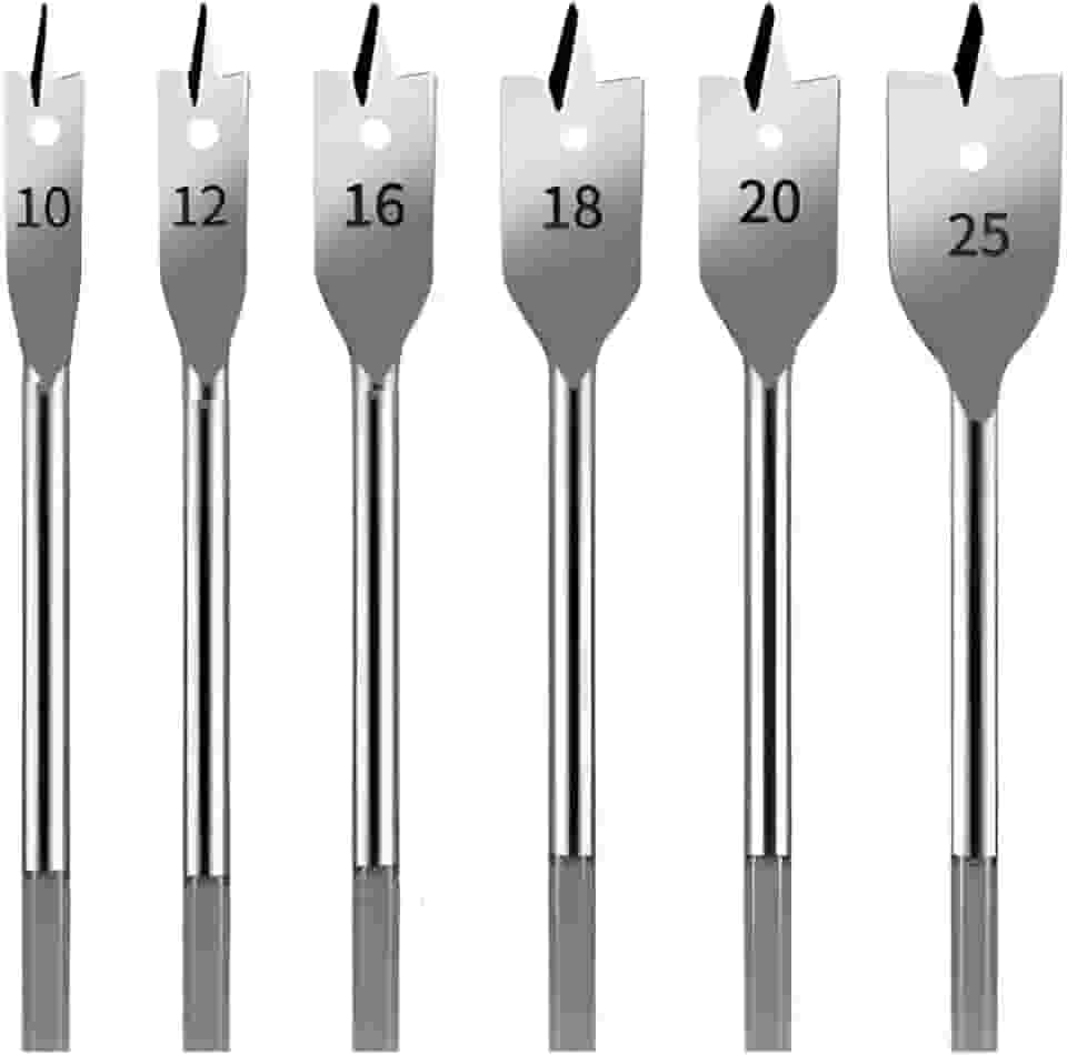 Kit 6 Brocas Chatas para Madeira 10mm a 25mm – Aço de Alta Resistência, Perfuração Rápida e Precisa para Furadeira Elétrica e Parafusadeira PREMIUM