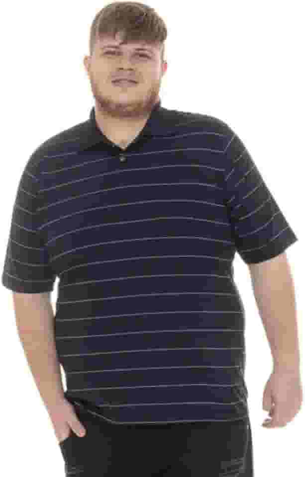 1 Plus Size Camisa Gola Polo Preta
