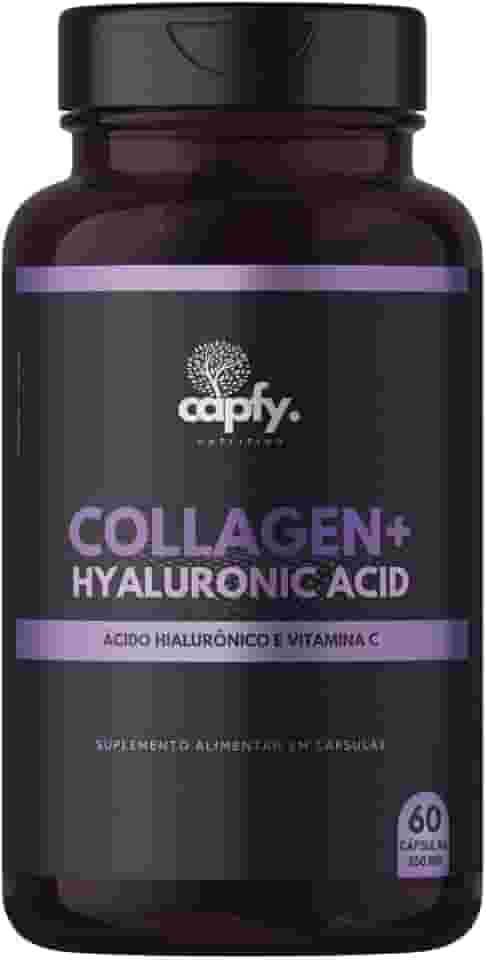 Colágeno Hidrolisado + Ácido Hialurônico + Vitamina C 60 Cápsulas 550mg Premium Capfy. Nutrition para Cabelo Beleza da Pele Unha e Articulações