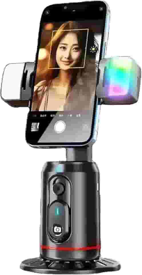 Suporte Inteligente com Rastreamento Facial 360° Automático para Celular – Ideal para Lives, Vídeos, Reuniões, TikTok, YouTube, Estabilizador com Base Rotativa e Tripé Integrado