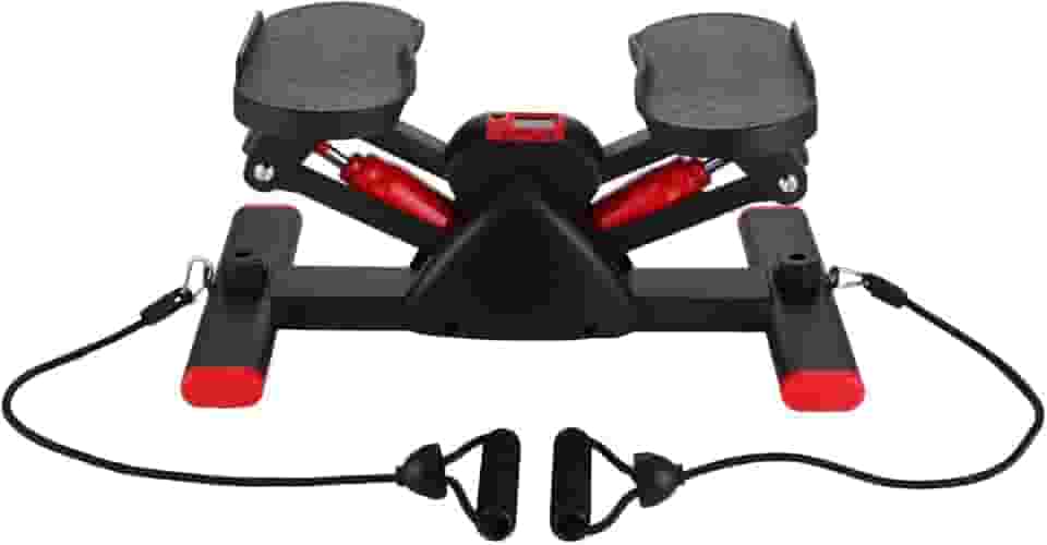 Mini Stepper Hidráulico com Elásticos de Resistência e Monitor LCD - Simulador de Caminhada para Exercícios em Casa