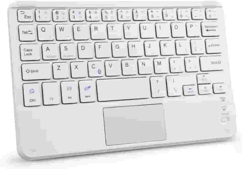Teclado Bluetooth com Touchpad Compatível IOS/Android Windows Ultrafino para iPhone/IPad Pro/Mac, tablets em geral e laptop - Branco