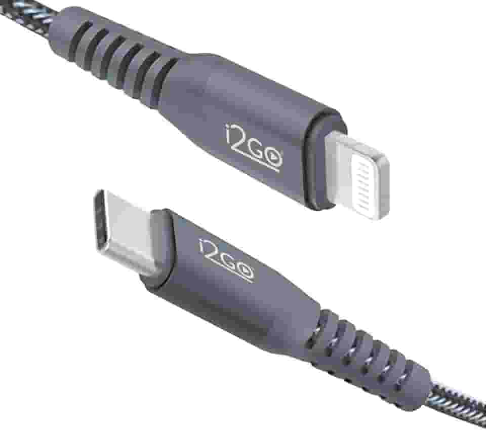 Cabo IPhone/Lightning + USB-C I2GO Certificado MFi 2m 3A Nylon Trançado Chumbo - I2GO PRO