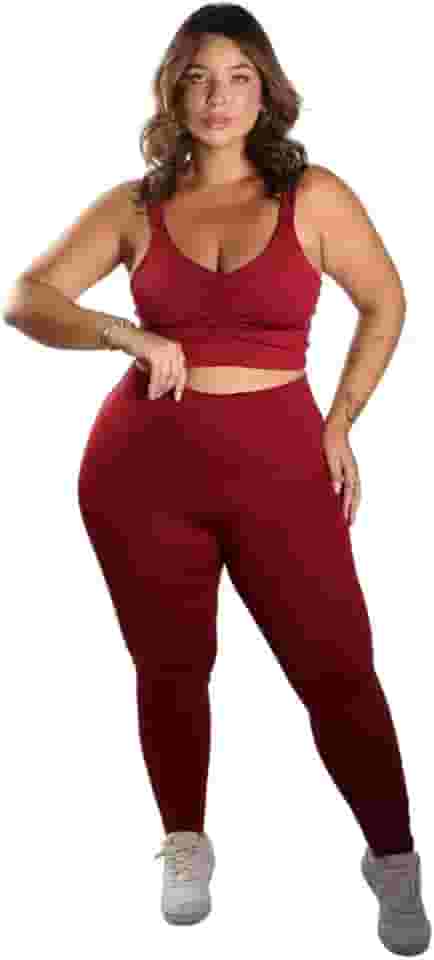 Conjunto Fitness Plus Size, Legging Cintura Alta e Top Franzido, Suplex, Preto (BR, Alfa, XG, Plus Size, Alto, Tamanho Plus, Preto)
