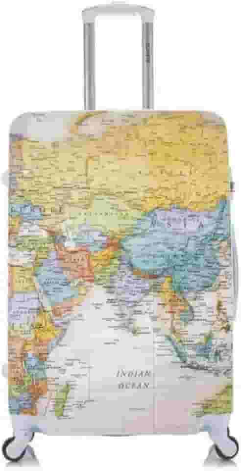 Capa Para Mala Viagem Mapa Mundi Protetor de Bagagem Bordo Segurança Aeroporto Internacional (55 a 60 cm x 44 cm x 29 cm)