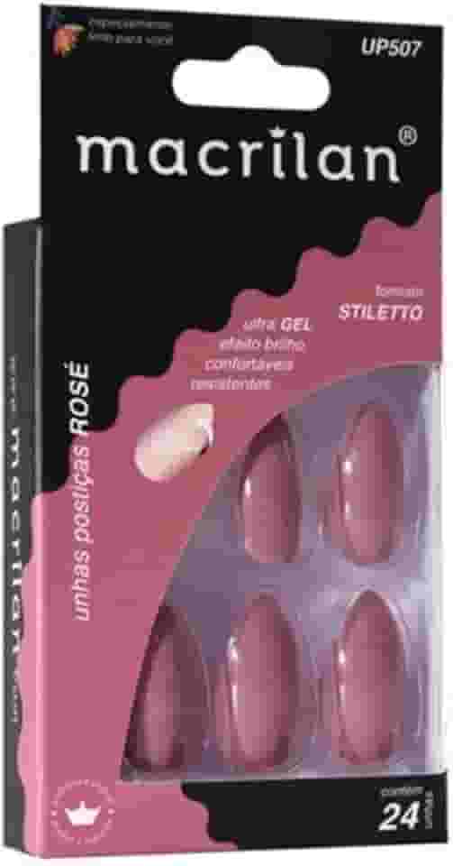 Macrilan Unhas Postiças Estilo Stiletto - Rosé - Up507