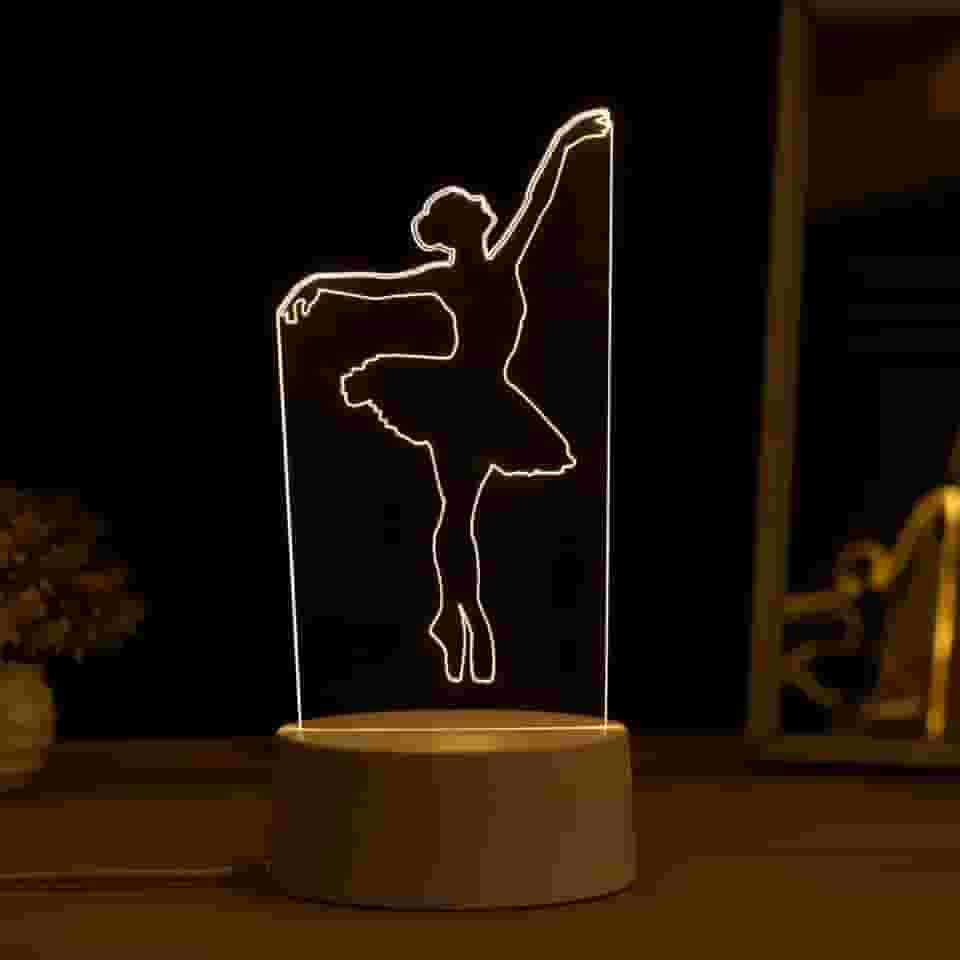 PopLumos - Luminária led 3d, abajur de mesa, bailarina