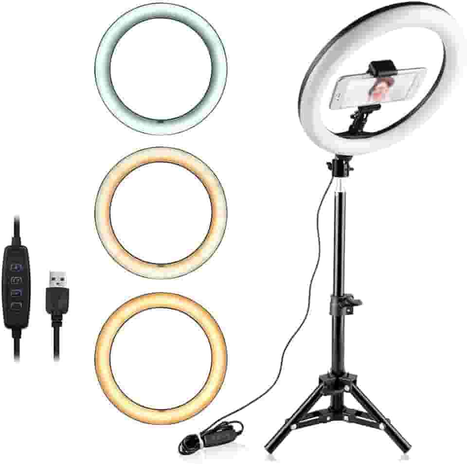 Iluminador LED Ring Light 26cm para Maquiagem Fotos com tripé e suporte celular