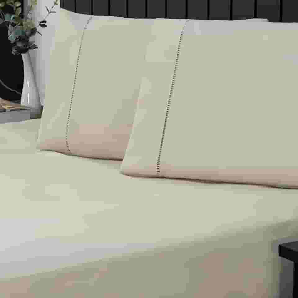 Jogo de Cama King Percal 400 Fios Ponto Palito 03 Peças, Antiácaro, Anti-pilling com Toque Macio - Bege