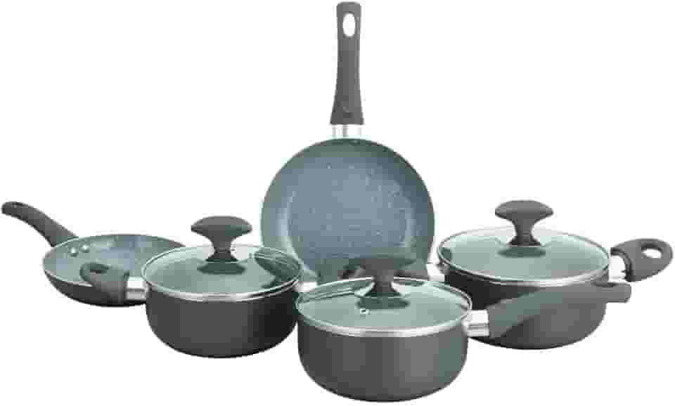 Conjunto 5 Panelas Cerâmica Casa do Chef Tampa de Vidro Cinza