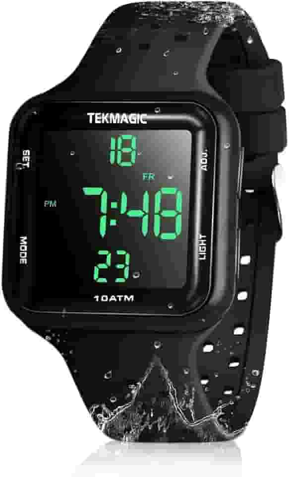 Relógio Esportivo à Prova d'água 10 Atmosferas para Natação e Mergulho, com Pulseira de Silicone, Despertador, Cronômetro, Contagem Regressiva, Calendário, Formato de 12/24 Horas Selecionável