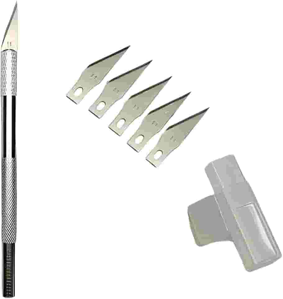 Kit Estilete de Precisão Profissional Tipo Bisturi em Aço com 6 Lâminas para Artesanato, Scrapbook, Modelismo e Cortes em Geral