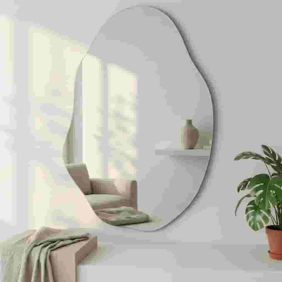 Espelho Orgânico Lapidado Vênus 70x50 Com Suporte Decoração Banheiro Quarto Sala