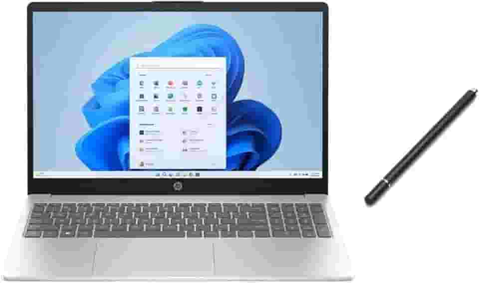 HP Laptop com tela sensível ao toque HD de 15,6 polegadas | Intel Core i5-1235U | Intel Iris Xe Graphic | HDMI| Prata | 8 GB de RAM | SSD de 512 GB | Windows 11 S | Pacote com caneta Stylus