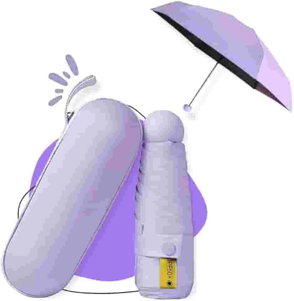 Guarda Chuva Pequeno de Bolso Ultra Compacto e Versátil Mini Guarda-chuva Dobrável com Proteção UV Leve e Portátil – Inclui Estojo Estilo Cápsula para Chuva e Sol Sombrinha Guarda Sol Praia Chuva Inverno