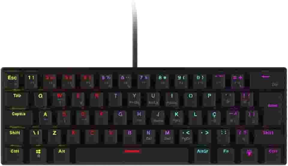 Teclado Mecânico 60% Vinik Anihi Black - Switch Red - Led Rainbow