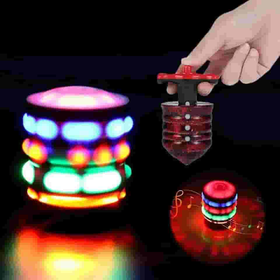 Pião Luminoso Retro Música Flashing Brinquedo Infantil