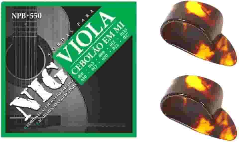 Kit Encordoamento para Viola Caipira Cebolão Mi NPB-550 com dedeira