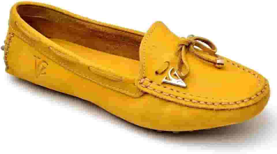 Sapato Mocassim Drive Feminino Casual em Couro Resistente Prático e Confortável