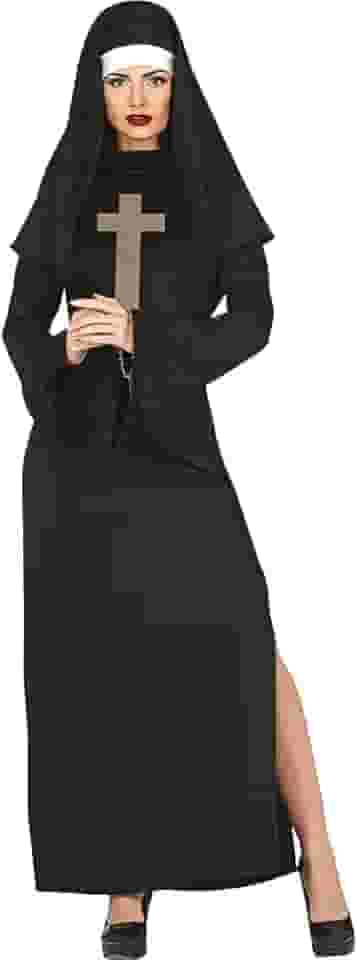 Fantasia Halloween Feminina Adulta Freira Valak do Mal de Luxo Vestido Preto Longo com Véu