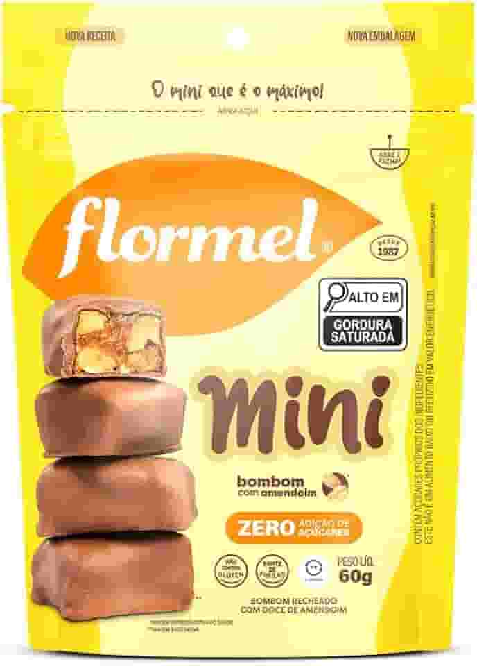 Mini Bombom com Amendoim FLORMEL Zero Açúcar 60 Gramas