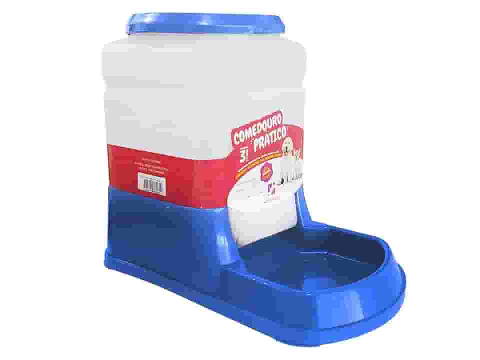 Comedouro Prático Automático Cães e Gatos Azul