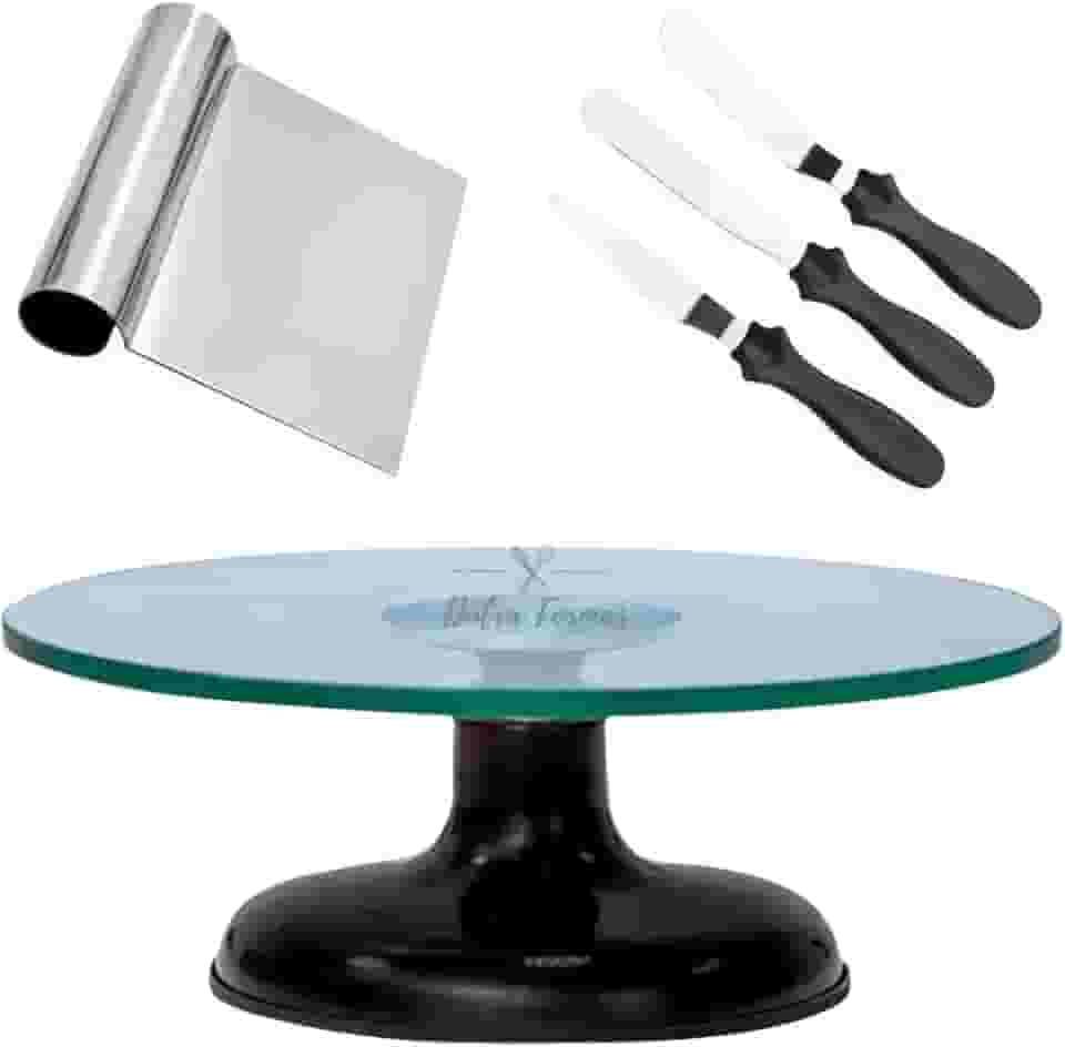 Bailarina De Vidro Com Rolamento Duplo + Kit 3 Espátulas Confeiteiro + Tubular (Preto)