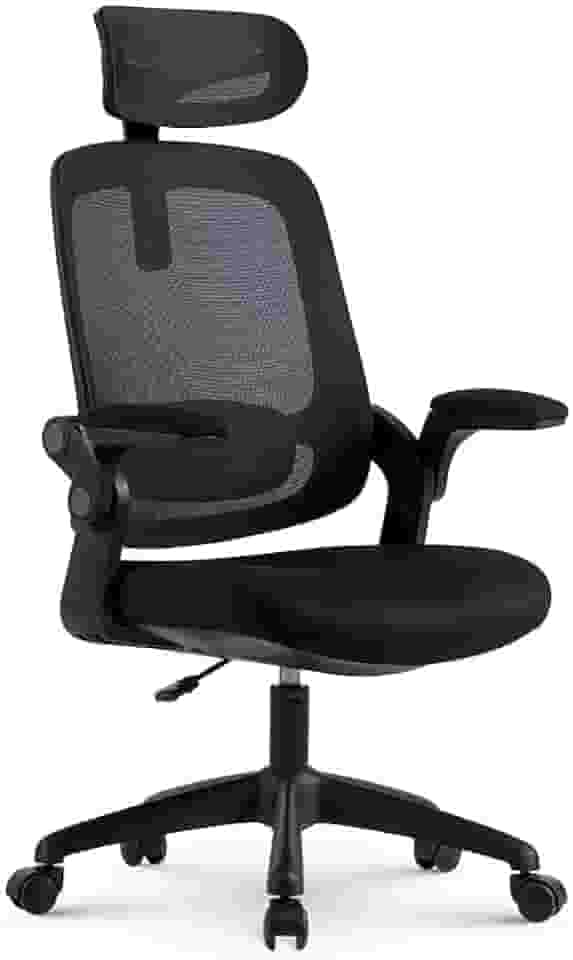 Cadeira de Escritorio Ergonômica Astra Preta com Apoio Lombar e Cabeça, Encosto Ajustável, Mesh Respirável