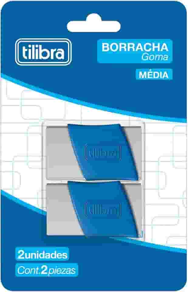 Tilibra - Borracha com Capa Plástica, Académie Média, Branca, 2 Unidades