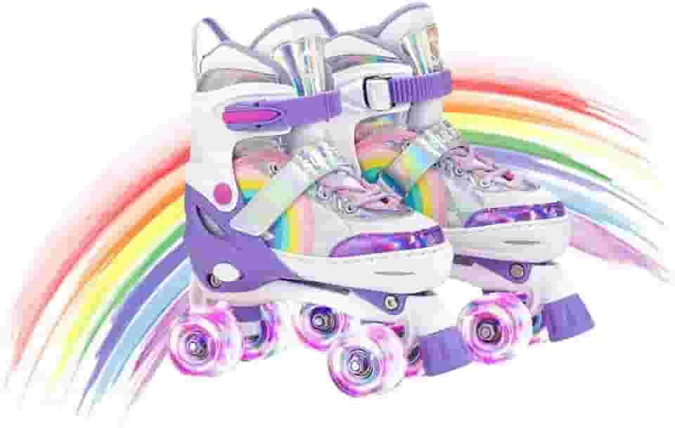 Patins 4 Rodas Roller Ajustavel Lindo Criança, Infantil patins para iniciantes, Com rodas iluminadas