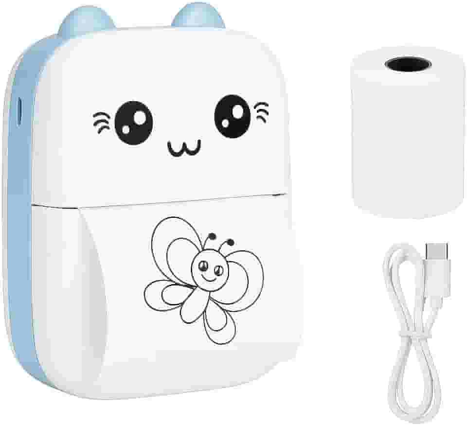 Mini Impressora Portátil Térmica Adesiva Bluetooth Sem Fio | Impressão de Fotos, Etiquetas, Lembretes e QR Code | Filmadora Infantil Divertida Full HD | Compatível com Android e iOS