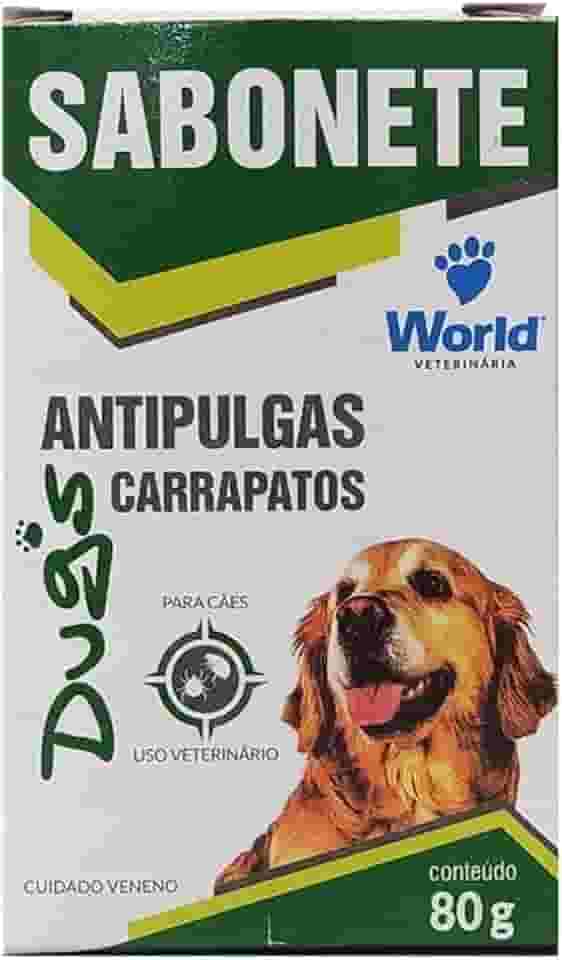 Sabonete Antipulga e Carrapato para Cães, Branco, World Veterinária, 80 g